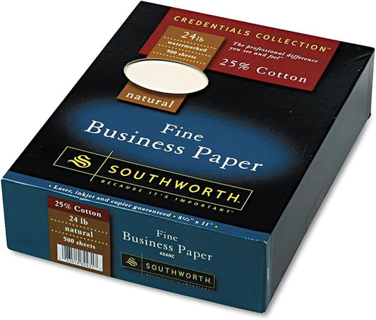 Southworth 404NC 25% Cotton Business Paper Natural 24 lbs. Wove 8-1/2 x 11 500/Box FSC