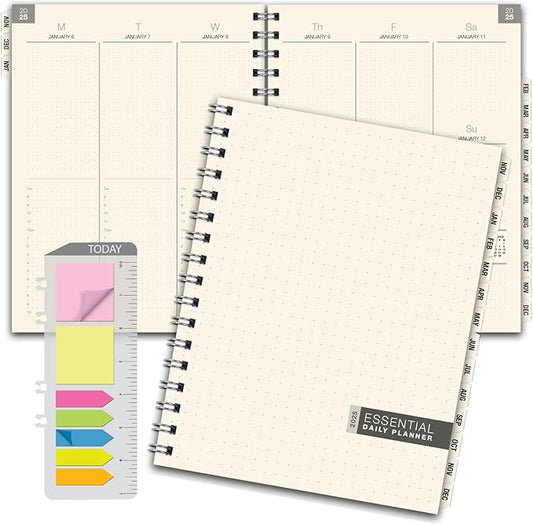 ESSENTIAL 2025 Monthly & Weekly Planner with Tabs, 8.5"x11": 14 Months (November 2024 - December 2025), Professional, Simple, Easy-to-Use Design and Frosted Poly Cover for Extra Protection (Frosted)