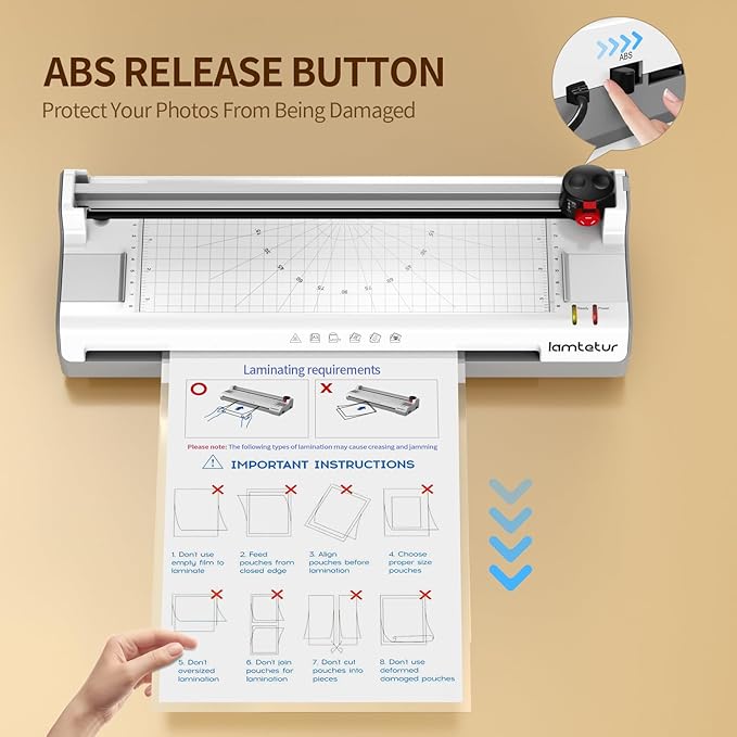 Laminator Machine 13Inch Wide with 120 Letter Size Laminating Sheets for A3/A4/A6,11X17 Thermal Hot&Cold Lamination Laminated 3-5Mil with Paper Cutter, Corner Rounder for Office Home School Teacher