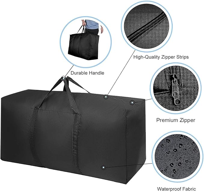 Extra Large Storage Bag for Moving 2 PCS Travel Bag Waterproof Large Moving Bag with Double Zippers and Reinforced Handles Large Capacity Duffle Bag for Moving Traveling Home Storage Packing