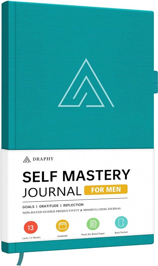 Self-Mastery Journal for Men - Gratitude and Productivity Journal for More Happiness, Positivity, Growth, Mindfulness, Self Care and Reflection - Guided Inspirational Journal for Men & Women