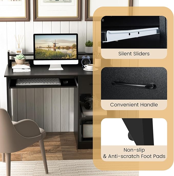 Giantex 2-Tier Office Desk, Black