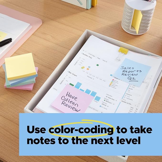 Post-it Super Sticky 100% Recycled Pop-up Notes, 3 in. x 3 in., 70 Sheets, 6 Pads, Wanderlust Collection, School Supplies and Office Products