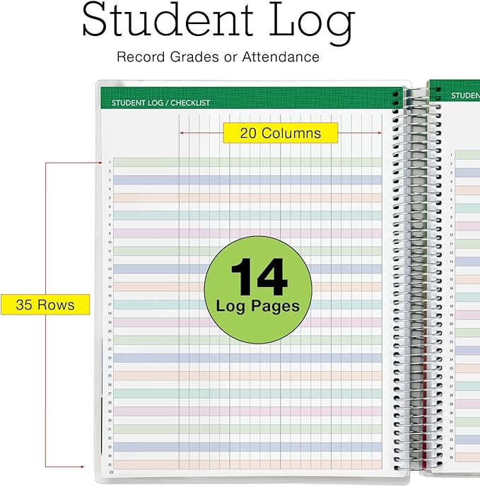 Aug 2024-Jul 2025 Deluxe Teacher Planner Notebook 8.5x11 Daily Weekly Monthly Organizers with 7 Periods, Pocket Folder, Dated Calendar, Page Tabs, Bookmark and Planning Stickers (Golden Desert)