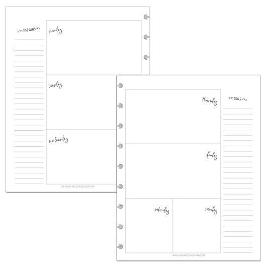 BetterNote Horizontal Undated Calendar Refill Pages for Disc Notebook, fits The Happy Planner, Discbound Levenger Circa, Staples Arc, TUL (Whimsy- 6 months, 9-Disc, 7"x9.25")
