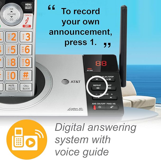 AT&T DECT 6.0 Expandable Cordless Phone with Answering System, Silver/Black with 3 Handsets