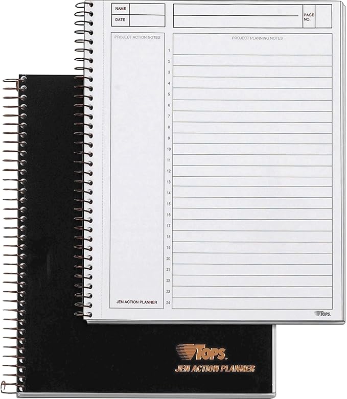 TOPS Products Aion Planner, Side Wirebound, 8-1/2"x6-3/4", 100 Sheets, Black (TOP63828),White