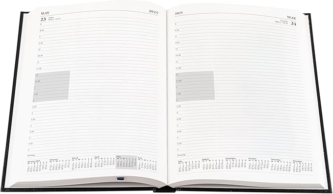 Collins Essential 2025 Business Diary - A4 Day to a Page with Appointments Planner with Leathergrain Hardback Cover - Maroon - ESSA41A.78-25