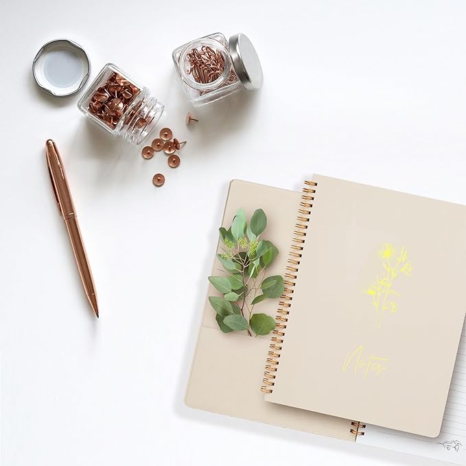 Spiral Notebook Journal For Women & Men College Ruled Notebook With Large Pockets And Lined Pages - Perfect to Stay Organized and Boost Productivity at Work or Note Taking (Off-White)