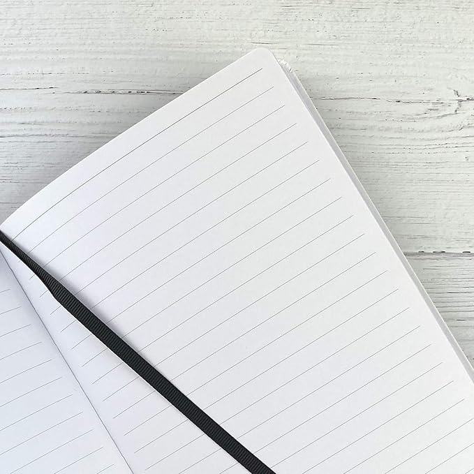 RICCO BELLO Wide Ruled Hardcover Diary Journal School Notebook for Kids, Tweens - Bookmark, Band Closure, Storage Pocket, 5.7 x 8.4 Inches, 192 Pages (Seal)