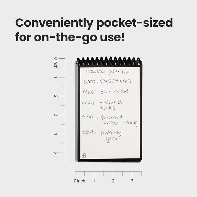Rocketbook Mini Reusable Smart Notepad, Pocket Size Notebook 3.5x5.5, Gray - Dotted Pages, App-Connected, Erasable, Ideal for On-The-Go List Taking & Quick Notes Anywhere