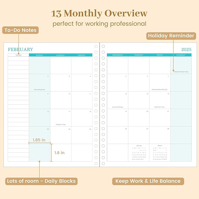 2024-2025 Hardcover Planner Weekly and Monthly 8.5"x11" Large Spiral Bound 2025 Planner for Women Gifts, Dec 2024-Dec 2025 13 Month Calendar Planner with Tabs Pockets Yearly Agenda,Pink