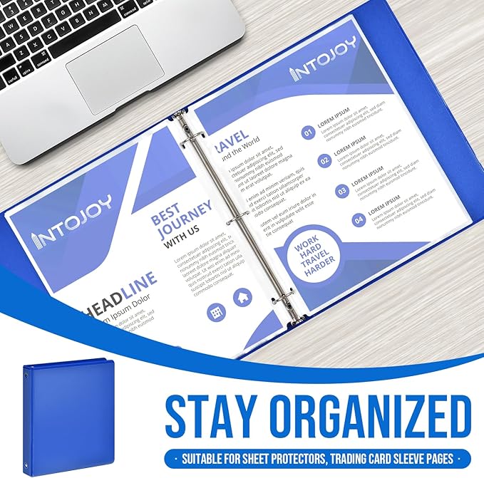 3 Ring Binder 1 Inch, IntoJoy 6 Pack Clear View 3 Hole Binder PVC-Free Fits 8.5x11 Inch Paper Flexible Round Ring Binders for School Office Home Binder Supplies (Multicolored)