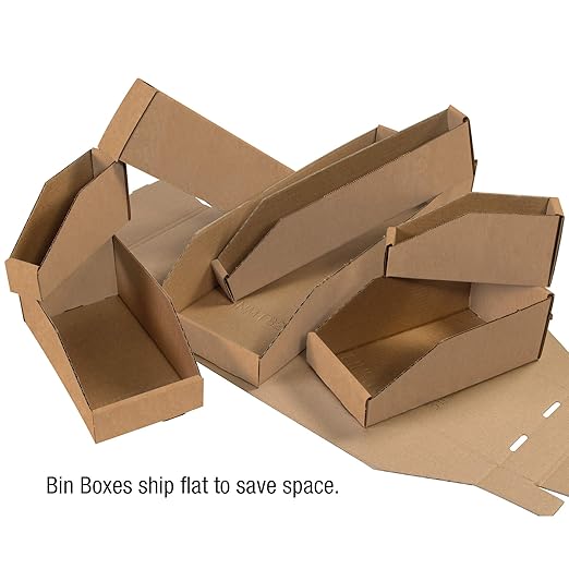 Partners Brand PBINMT412K Open Top Bin Boxes, 4" x 12" x 4 1/2", Kraft (Pack of 50)