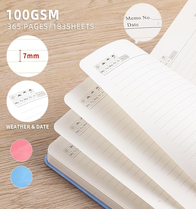 Lined Journal Notebook 365 Pages, B5 Leather Journals for Writing Women & Men, Hardcover Notebook with 100GSM Thick Paper, Daily Journal Notebook for Travel, Work, School, Note Taking, College Ruled