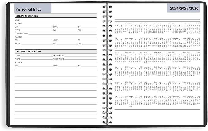 AT-A-GLANCE 2025 Planner, Weekly, 7" x 8-3/4", Medium, Column-Style, DayMinder, Black (G5900025)