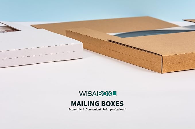 White Vinyl Record Mailers 12.8x12.8x1 Inch LP Mailing Corrugated Cardboard Boxes, Easy-Fold, Multi-Depth Album Shipping Boxes with Fragile Stickers, 20 Pack
