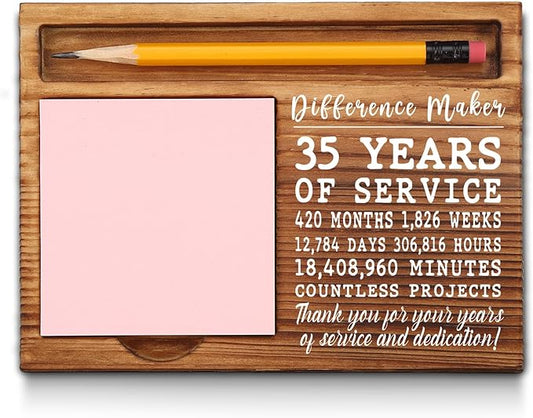35th Work Anniversary Sticky Note Holder, Thank You Appreciation 35 Year Work Anniversary Decor Gifts for Women, Employee, Him, Her, Happy 35th Work Anniversary Self-Stick Note Pad Holders GSH30