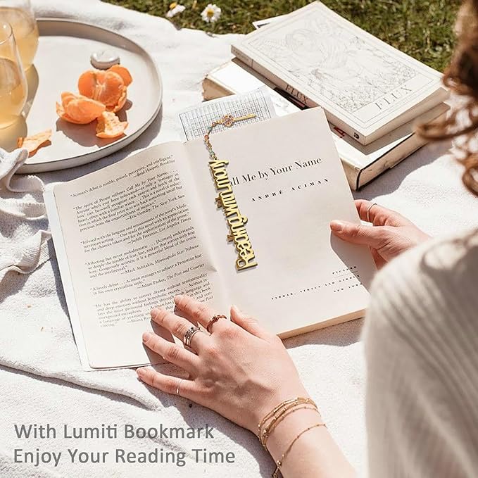 Metal Bookmark Cute Book Accessories Gifts for Women Teacher Readers Book Lovers for Christmas Mother's Day (Reading with Mony Gold)