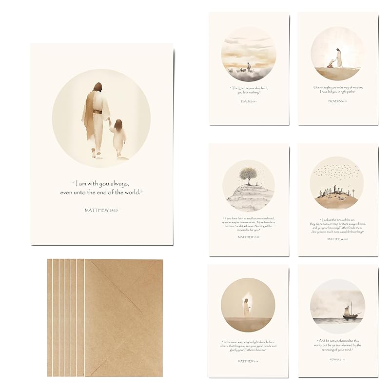 | Set of 7 Scripture Greeting Cards with Envelopes | Scripture Cards, Bible Verse Cards, Jesus Decor & Christian Gifts for Women, Christian Wall Art 5"x7" (7 Days Scripture)