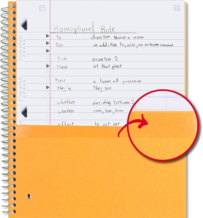 Five Star Spiral Notebook + Study App, 3 Subject, Wide Ruled Paper, 150 Sheets, 10-1/2" x 8" Sheet Size, Forest Green (73176)