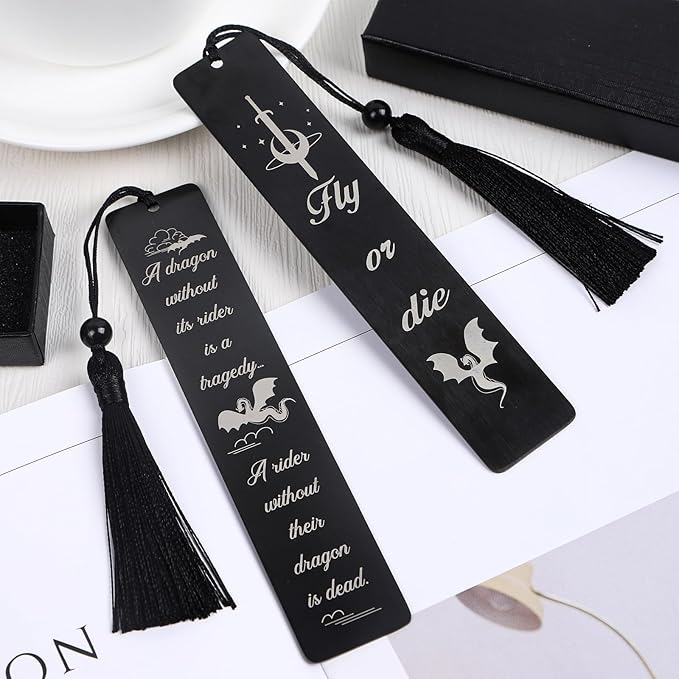 Metal Dragon Bookmark Gift - 2Pcs Metal Bookmark for Book Lovers Cool Dragon Bookmarks for Kid Unique Drangon Book Marks for Men Women Funny Dragon Book Mark with Tassels Gifts for Book Nerd