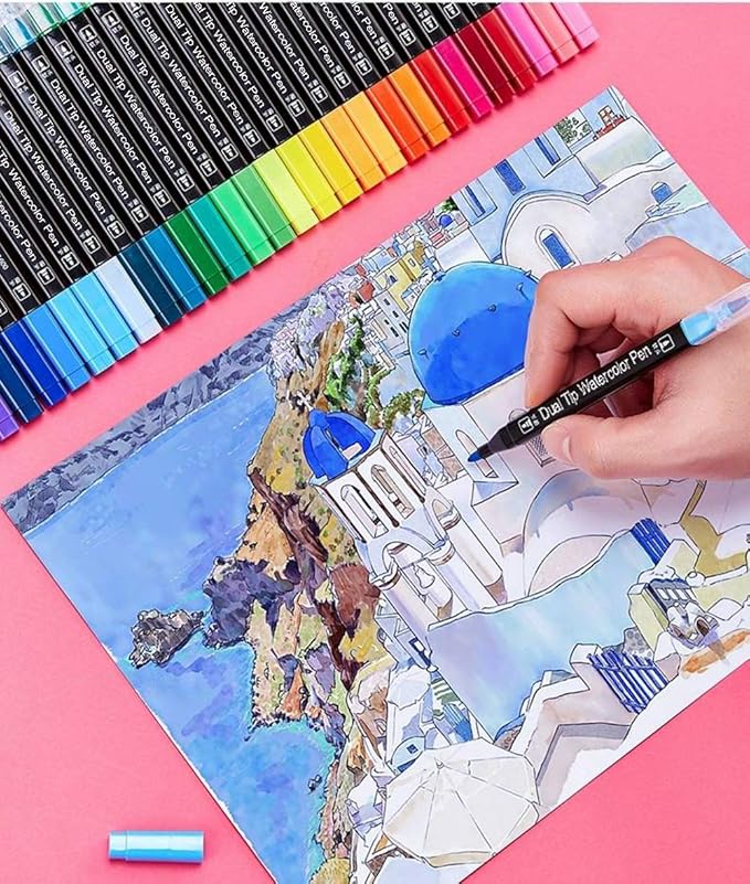 WQIYA Dual Tip Markers for Kids, Washable Art Markers Set with Stand, Portable Box, Gift for Kids (36 Colours)