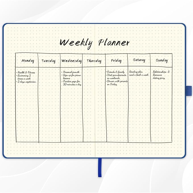 Dotted Journal/Notebook - Dot Grid Hard Cover Notebook, Premium Thick Paper with Fine Inner Pocket, Black Smooth Faux Leather, Pen Loop, 5.3'' x 8.26'' - Violet