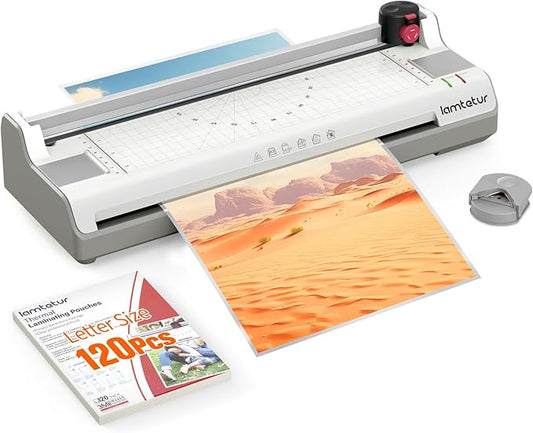 Laminator Machine 13Inch Wide with 120 Letter Size Laminating Sheets for A3/A4/A6,11X17 Thermal Hot&Cold Lamination Laminated 3-5Mil with Paper Cutter, Corner Rounder for Office Home School Teacher