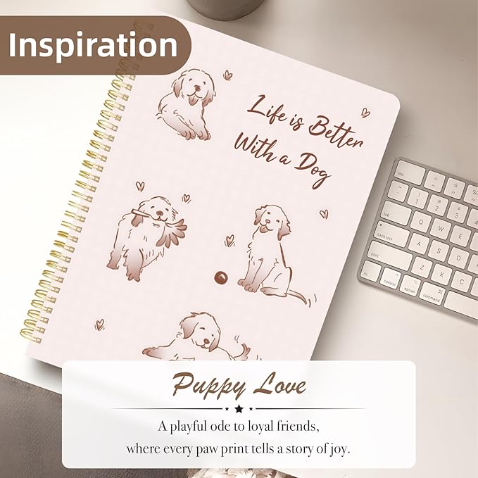 Cute Spiral Notebook journal A4 Aesthetic Pretty Design for Women Girls Kawaii with Pocket, 8.5 x 11 inch, Lined, Better Dog