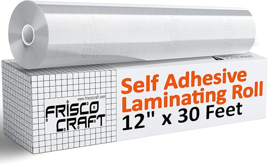 Frisco Craft Transparent Self Adhesive Laminating Roll - Self Laminating Sheets for Decals, Sticker, Photos & More - No Heat Sealing, Glossy, Clear Sheets (12" x 30 ft)