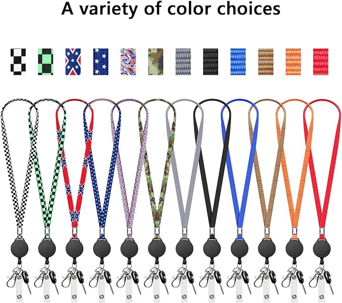 6 Pack Retractable Badge Lanyards and ID Badge Holder, Strap Lanyard with Swivel Metal Clasp for Badge Holders, Keychains, Offices, Staff, Students, Employees, Grey