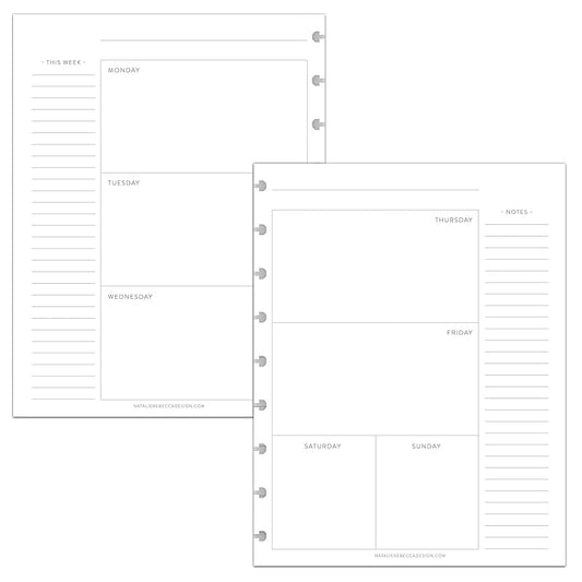 BetterNote Horizontal Undated Calendar Refill Pages for Disc Notebook, fits The Happy Planner, Discbound Levenger Circa, Staples Arc, TUL (Classic- 6 months, 9-Disc, 7"x9.25")