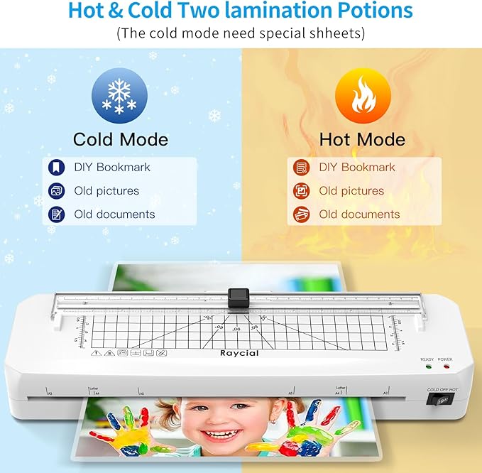 Laminator, 13 inch Laminator Machine with Laminating Sheets, Cold and Thermal Laminator Machine 11x17 with Paper Cutter, Laminating Machine for Home Office School Use