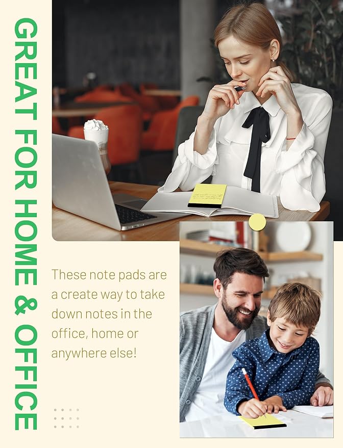 Small Note Pads 3x5 Yellow Pocket Writing Pads 6 Pack Lined Notepads Yellow Small Pads of Paper 3x5 Inch with 30 Sheets per Notepad 80Gsm Paper Pads Mini Note Pads 3x5" Pocket Notepads for Home Office