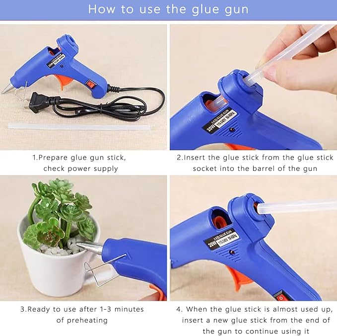 Mini Hot Glue Gun 30pcs Glue Stick Hot Glue Gun Set For Quick Repair Artist DIY Art Home 20w Blue
