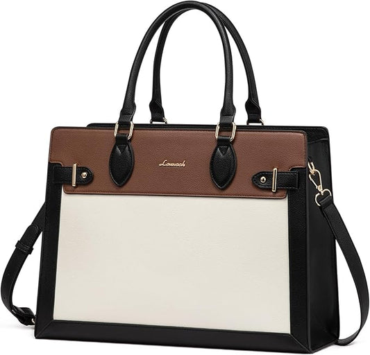 LOVEVOOK Laptop Bag for Women 17 Inch Work Tote, Business Computer Briefcase, PU Leather Tote Bag for Teacher, Office Shoulder Tote Purse