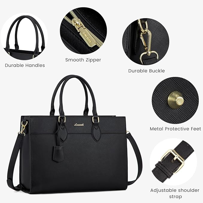 LOVEVOOK Laptop Bag for Women, 17.3 inch Laptop Tote Computer Briefcase for Work Large Waterproof Handbag Professional Shoulder Bag for Women Business Office