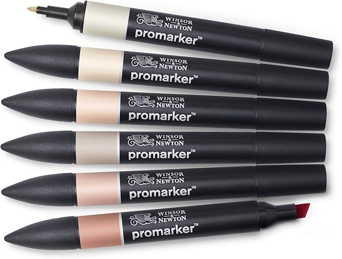 Winsor & Newton ProMarker Set, 6 Count, Skin Tones Set 1