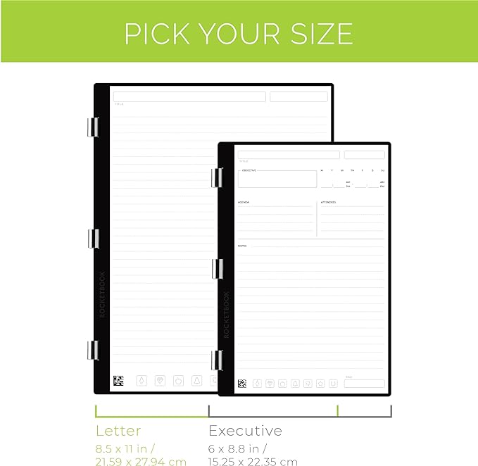 Rocketbook Pro Graph Page Pack | Scannable Pro Graph Paper - Write, Scan, Erase, Reuse | 20 Graph Paper Sheets | Executive Size: 6 in x 8.8 in