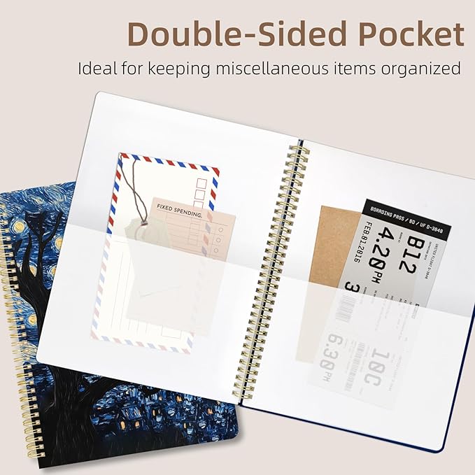 Cute Spiral Notebook journal A4 Aesthetic Pretty Design for Women Girls Kawaii with Pocket, 8.5 x 11 inch, Lined, Cat Galaxy