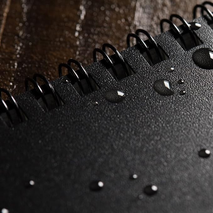 Rite In The Rain Weatherproof Side Spiral Notebook, 4.625" x 7", Black Cover, Universal Pattern, 3 Pack (No. 773L3)