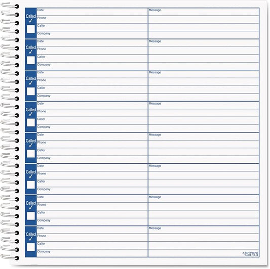 TOPS Spiral Voice Message Log Book, 2-Sided, 1-Part, 8.5 x 8.25 Inches, 8 Messages per Page, 800-Message Book (4416) , Manila