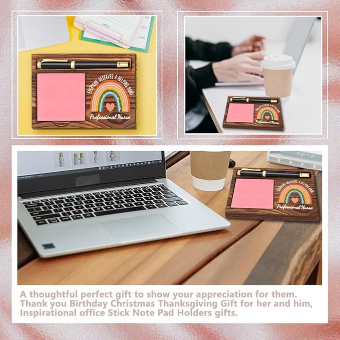 Professional Nurse Sticky Note Holder, Professional Nurse Appreciation Gifts, Thank You Gifts for Professional Nurse, Professional Nurse Office Decor Self-Stick Note Pad Holders YB378