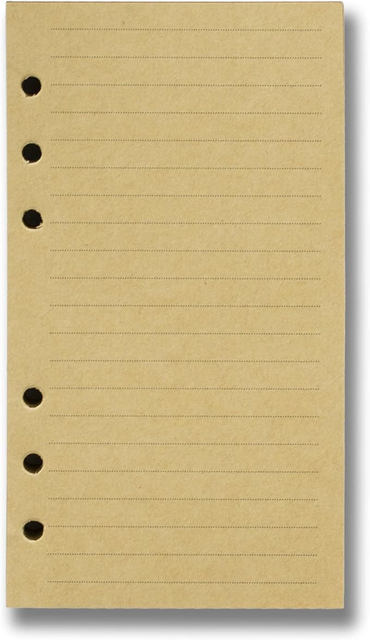 Ancicraft Refills Paper 6 Hole A6 3.75 X 6.75 Inches Lined Craft Paper for Loose Leaf Binder Notebook 100 Sheets / 200 Pages