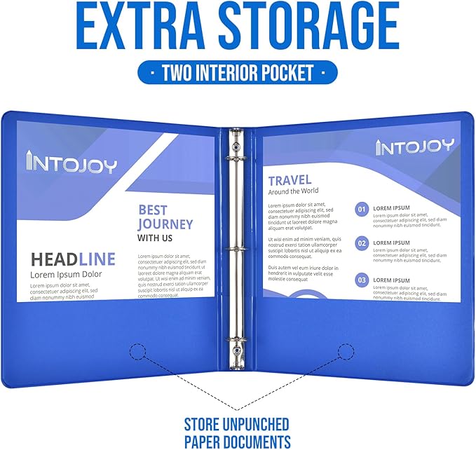 3 Ring Binder 1 Inch, IntoJoy 6 Pack Clear View 3 Hole Binder PVC-Free Fits 8.5x11 Inch Paper Flexible Round Ring Binders for School Office Home Binder Supplies (Multicolored)