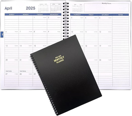 Cheneyboo 2024 Calendar Planner: July 2024-December 2025 Calendar Planner 2024-2025, 7.6"x10.2" Larger Size Planner with Double Inner Pocket, 18 Month Calendar Planner, Black
