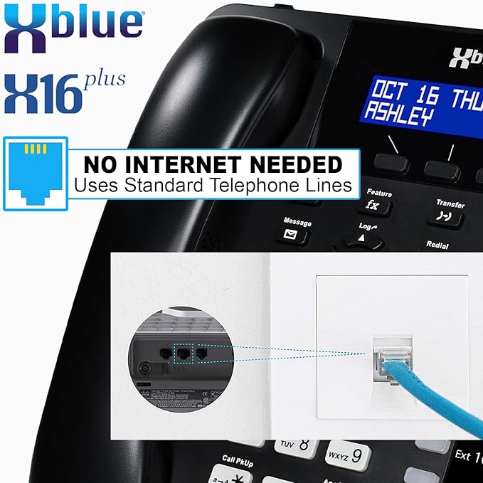 XBLUE X16 Plus Small Business Phone System Bundle with (6) XD10 Digital Phones - Capacity is (6) Outside Line & (16) Digital Phones - Includes Auto Attendant, Voicemail, Caller ID, Paging & Intercom
