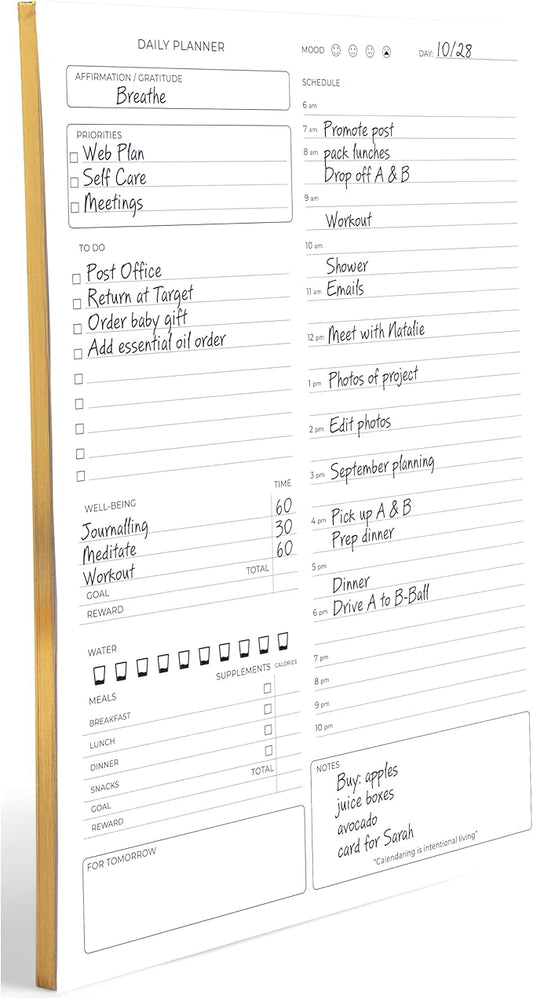 Daily Planner To-Do List Notepad - 50 Page Daily Planner Pad Checklist, To-Do List Notebook, and Work Planner - Daily Schedule Planner - 8.5 x 11 Inch Daily Planner Notepad - Task Planner Blu Monaco