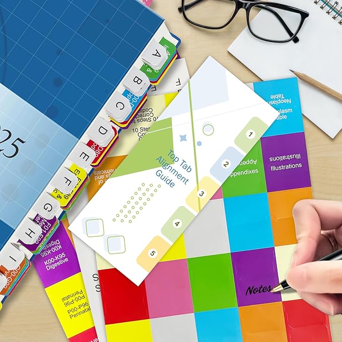 Index Tabs for ICD-10-CM 2025 The Complete Official Codebook-AMA Version, Complete Book Tabs Set to Index All Important Parts, Laminated Durable with Blank Tabs & Page Numbers (Book Not Included)